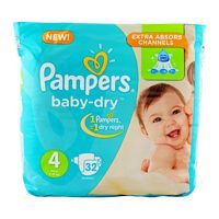 Pampers Baby-Dry, No. 4 Maxi, 9-18 KG 32-Pack